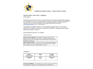 CHS1T2 REPORTS 26/03/2021